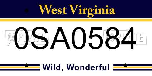 0SA0584 West Virginia License Plate