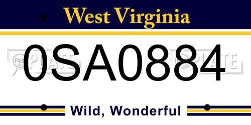 0SA0884 West Virginia License Plate