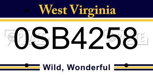 0SB4258 West Virginia License Plate