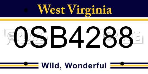 0SB4288 West Virginia License Plate