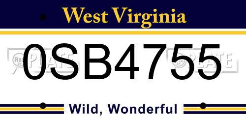 0SB4755 West Virginia License Plate
