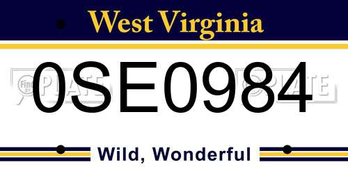 0SE0984 West Virginia License Plate