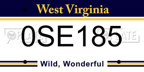 0SE185 West Virginia License Plate