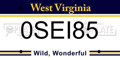 0SEI85 West Virginia License Plate