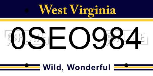 0SEO984 West Virginia License Plate