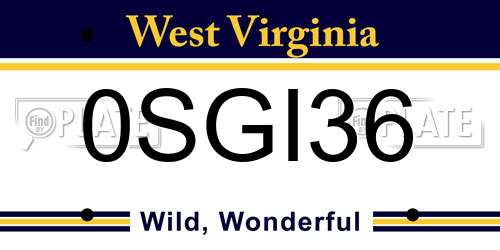 0SGI36 West Virginia License Plate