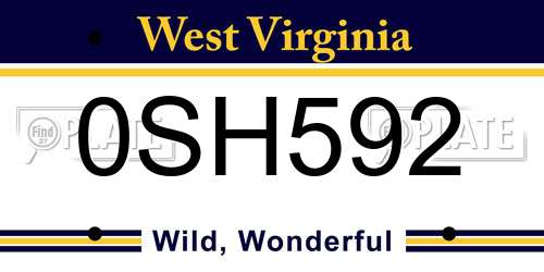 0SH592 West Virginia License Plate