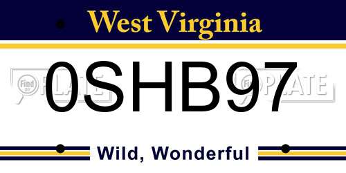 0SHB97 West Virginia License Plate