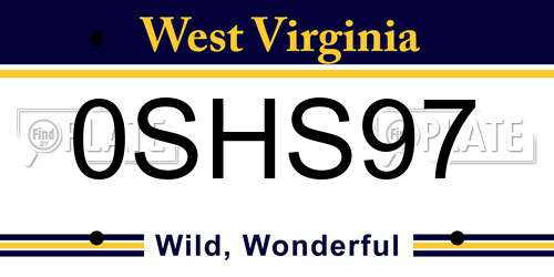 0SHS97 West Virginia License Plate