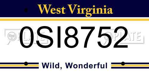0SI8752 West Virginia License Plate