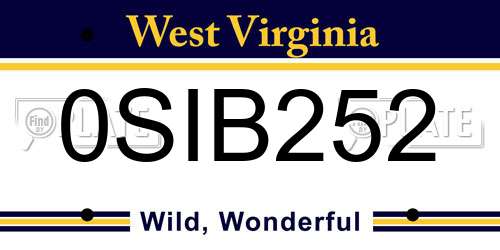 0SIB252 West Virginia License Plate
