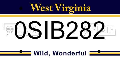 0SIB282 West Virginia License Plate