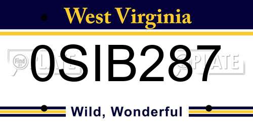 0SIB287 West Virginia License Plate