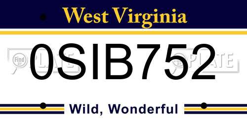 0SIB752 West Virginia License Plate