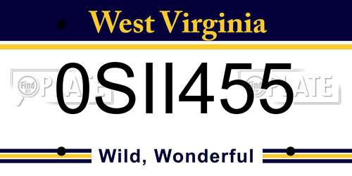 0SII455 West Virginia License Plate