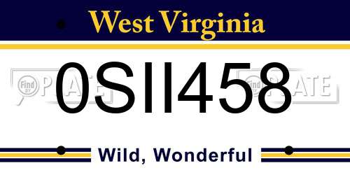0SII458 West Virginia License Plate