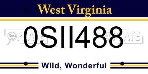 0SII488 West Virginia License Plate