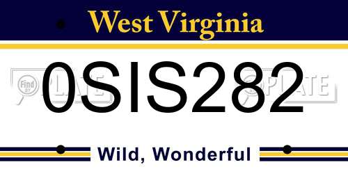 0SIS282 West Virginia License Plate