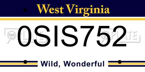 0SIS752 West Virginia License Plate