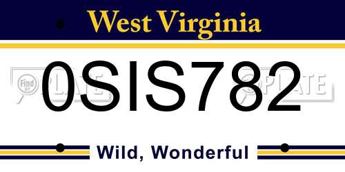 0SIS782 West Virginia License Plate