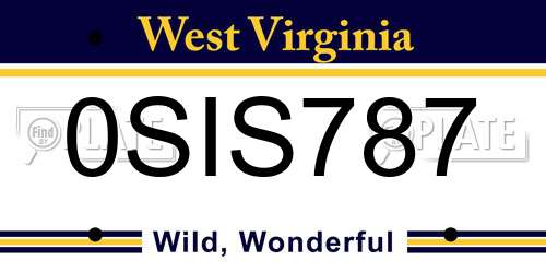 0SIS787 West Virginia License Plate