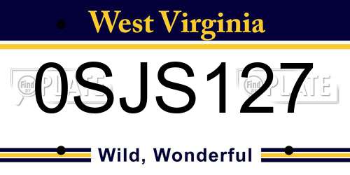 0SJS127 West Virginia License Plate