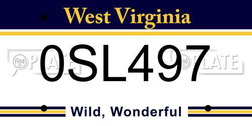 0SL497 West Virginia License Plate