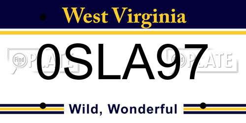 0SLA97 West Virginia License Plate
