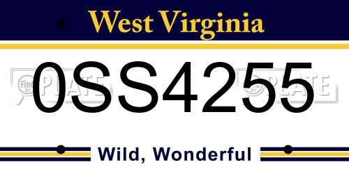 0SS4255 West Virginia License Plate