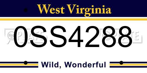 0SS4288 West Virginia License Plate