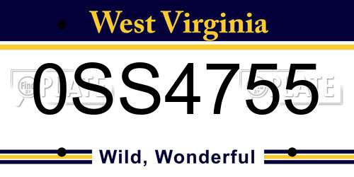 0SS4755 West Virginia License Plate