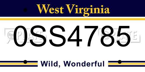 0SS4785 West Virginia License Plate