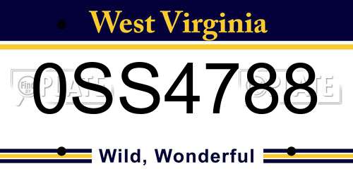 0SS4788 West Virginia License Plate