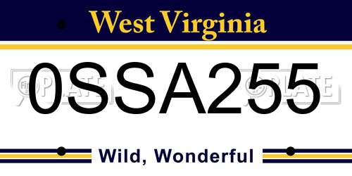 0SSA255 West Virginia License Plate