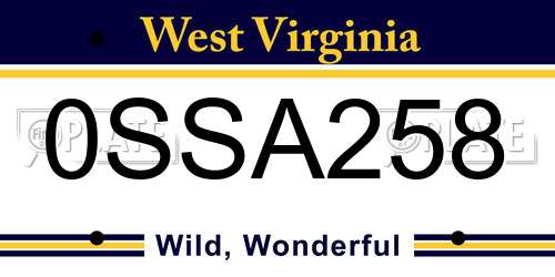 0SSA258 West Virginia License Plate