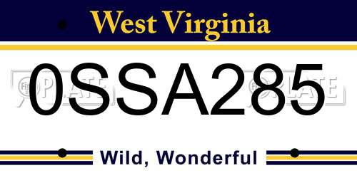 0SSA285 West Virginia License Plate