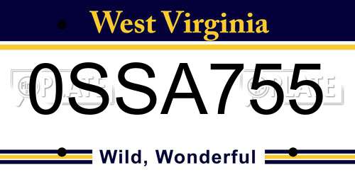 0SSA755 West Virginia License Plate