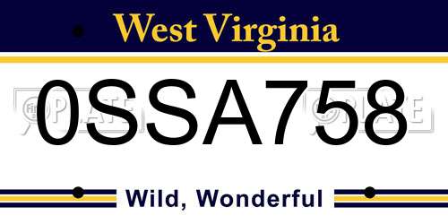 0SSA758 West Virginia License Plate