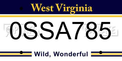 0SSA785 West Virginia License Plate