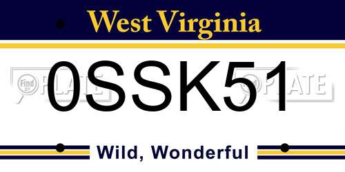 0SSK51 West Virginia License Plate