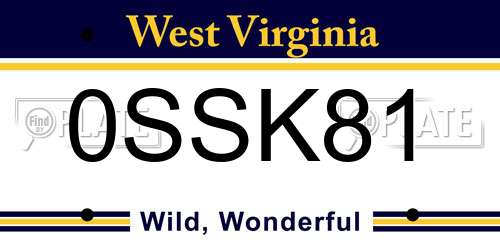 0SSK81 West Virginia License Plate