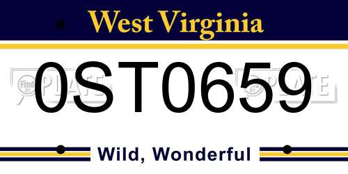 0ST0659 West Virginia License Plate
