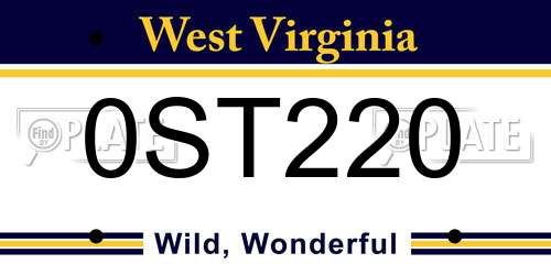 0ST220 West Virginia License Plate