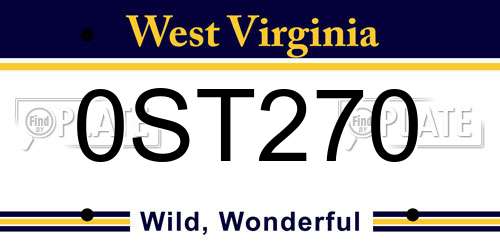 0ST270 West Virginia License Plate