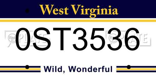 0ST3536 West Virginia License Plate
