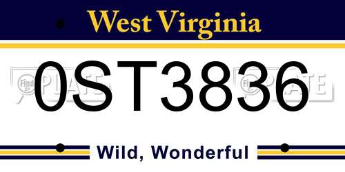 0ST3836 West Virginia License Plate