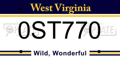 0ST770 West Virginia License Plate