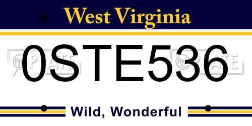 0STE536 West Virginia License Plate