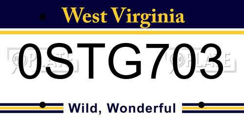 0STG703 West Virginia License Plate