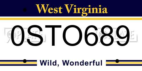 0STO689 West Virginia License Plate